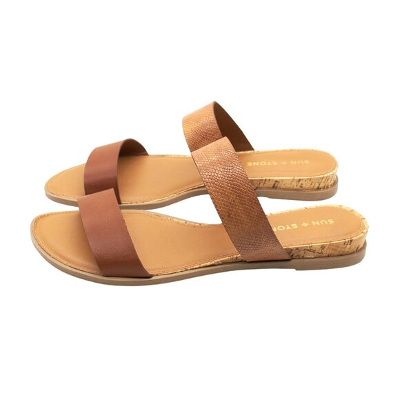 Sun + Stone Women Strappy Ankle-Strap Round Toe Block Heel Zip-up Dress Sandals - Picture 5 of 8